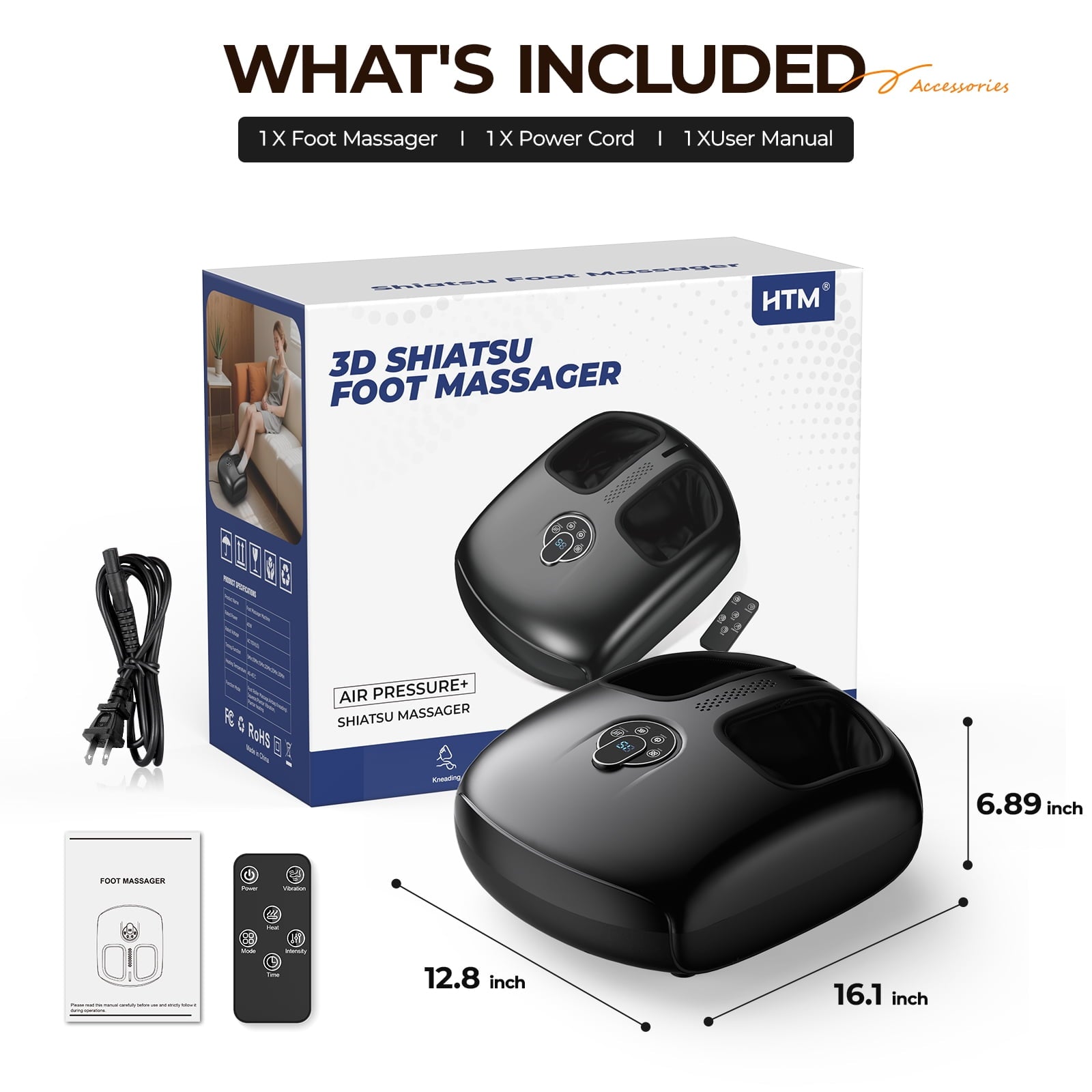 Foot Massager with Heat, Shiatsu Foot Massager Machine for Neuropathy Pain, with Remote, FSA HSA Eligible, Gifts for Women Men