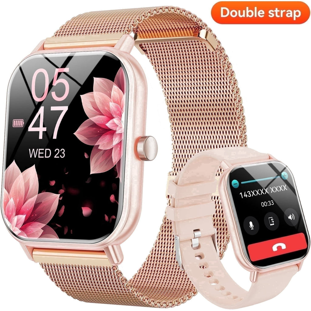 1.85-Inch Men's and Women's smartwatch fits for Android and iPhone Devices with Fitness Tracker, Pedometer, Answer/Call/120 Sport Modes, IP68 Waterproof Fitness Watch, (Milanese Steel Band)