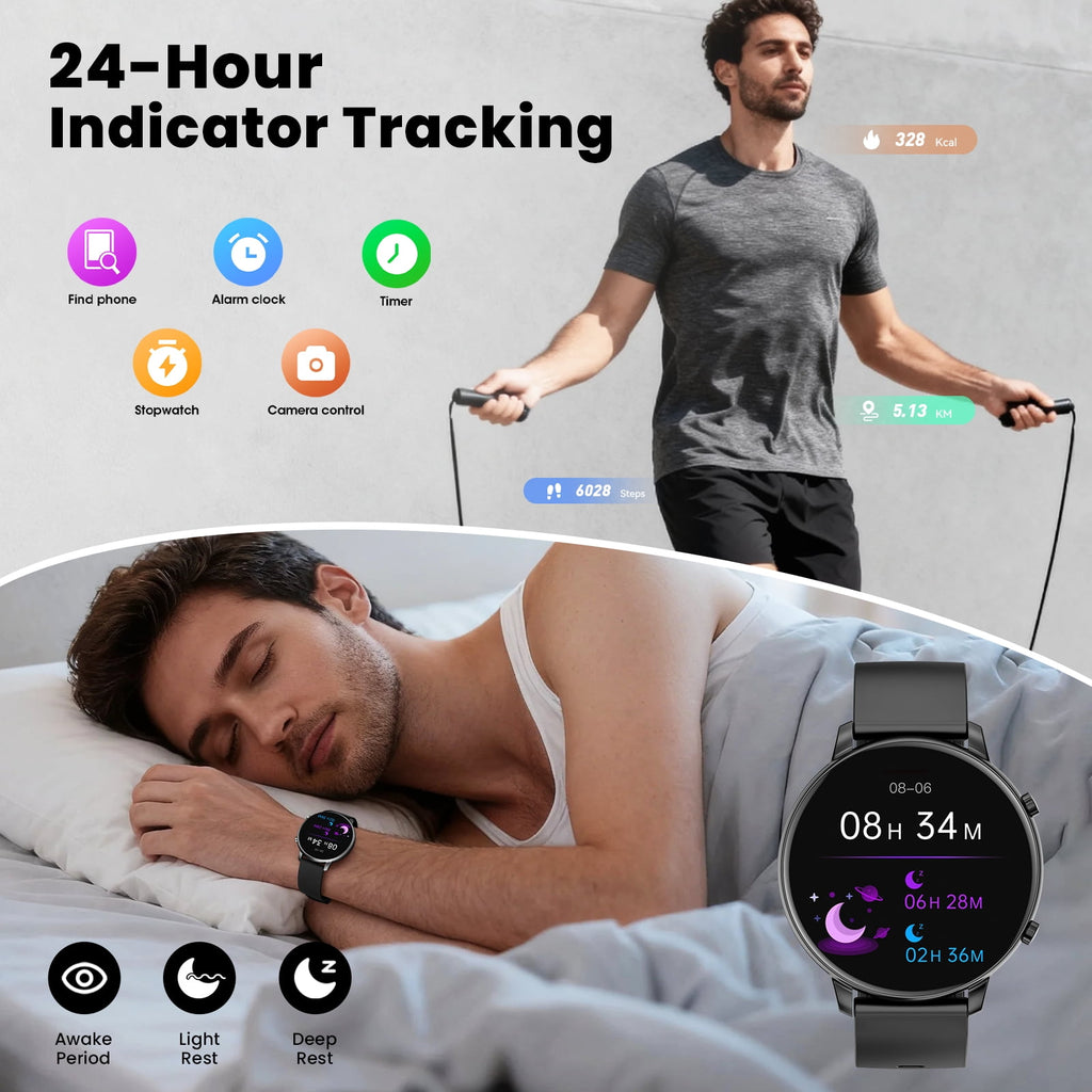 Smart Watch for Men, 1.39" Fitness Tracker with Bluetooth Calls(Answer&Make&Message Reminder), Smart Watch Fits for Android and iPhone, IP68 Waterproof, 100+ Sport Modes Smartwatch, for Gift, Black