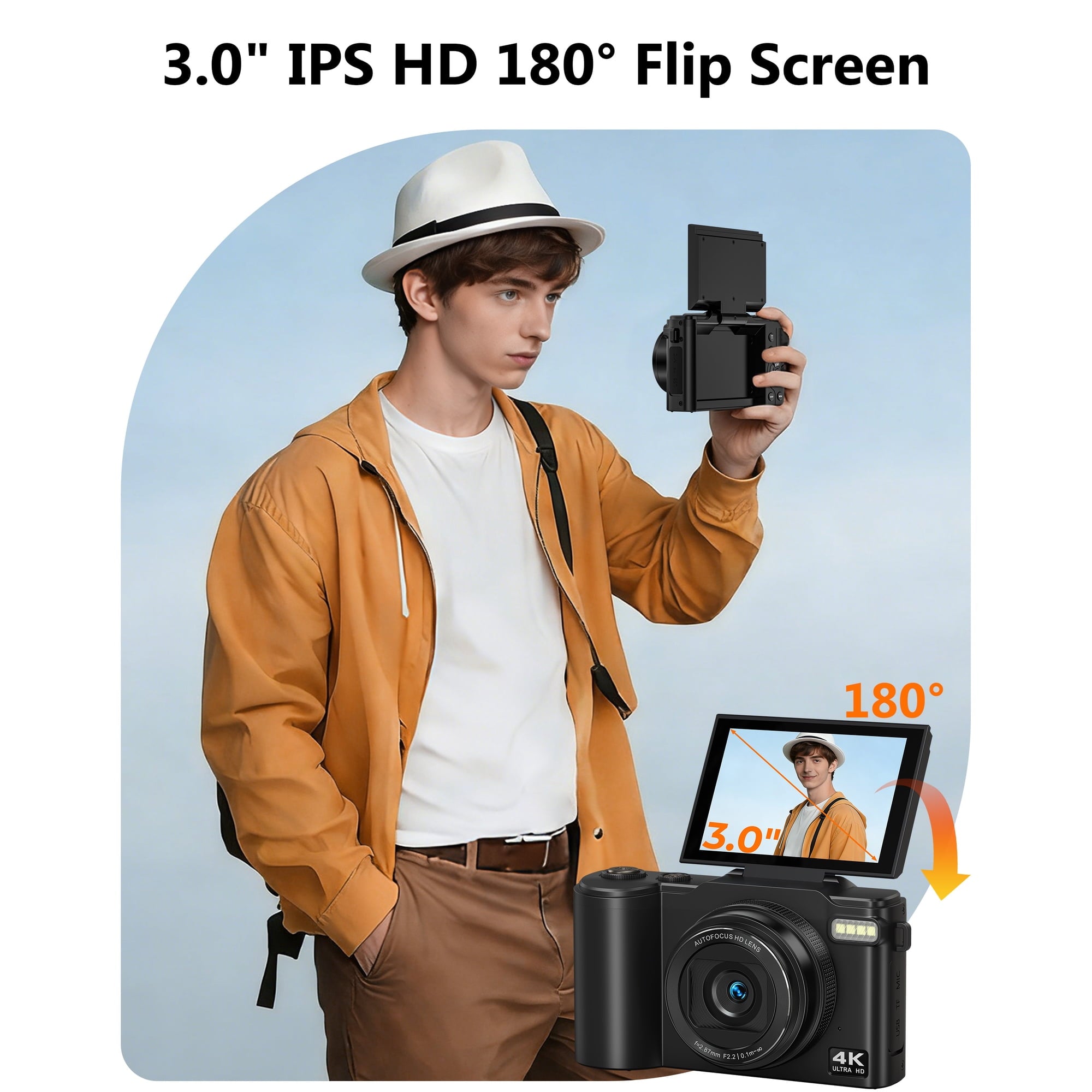 SEREE Digital Camera 4K 64MP Vlogging Camera for Photography, 18x Zoom, Autofocus, Flip Screen with 32GB Card
