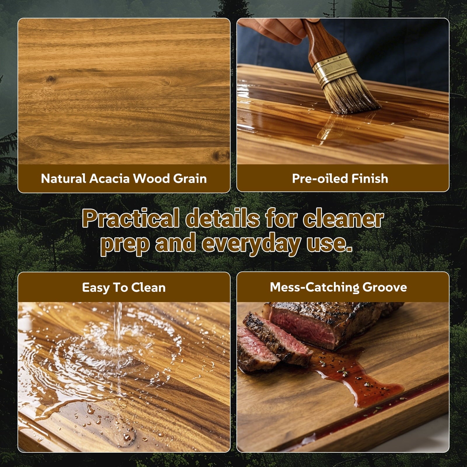 Sentsu 36x24 Extra Large Acacia Wood Cutting Boards with Juice Groove and Handles, 5XL Stove Top Cover Thick Heavy Duty Pre-Oiled