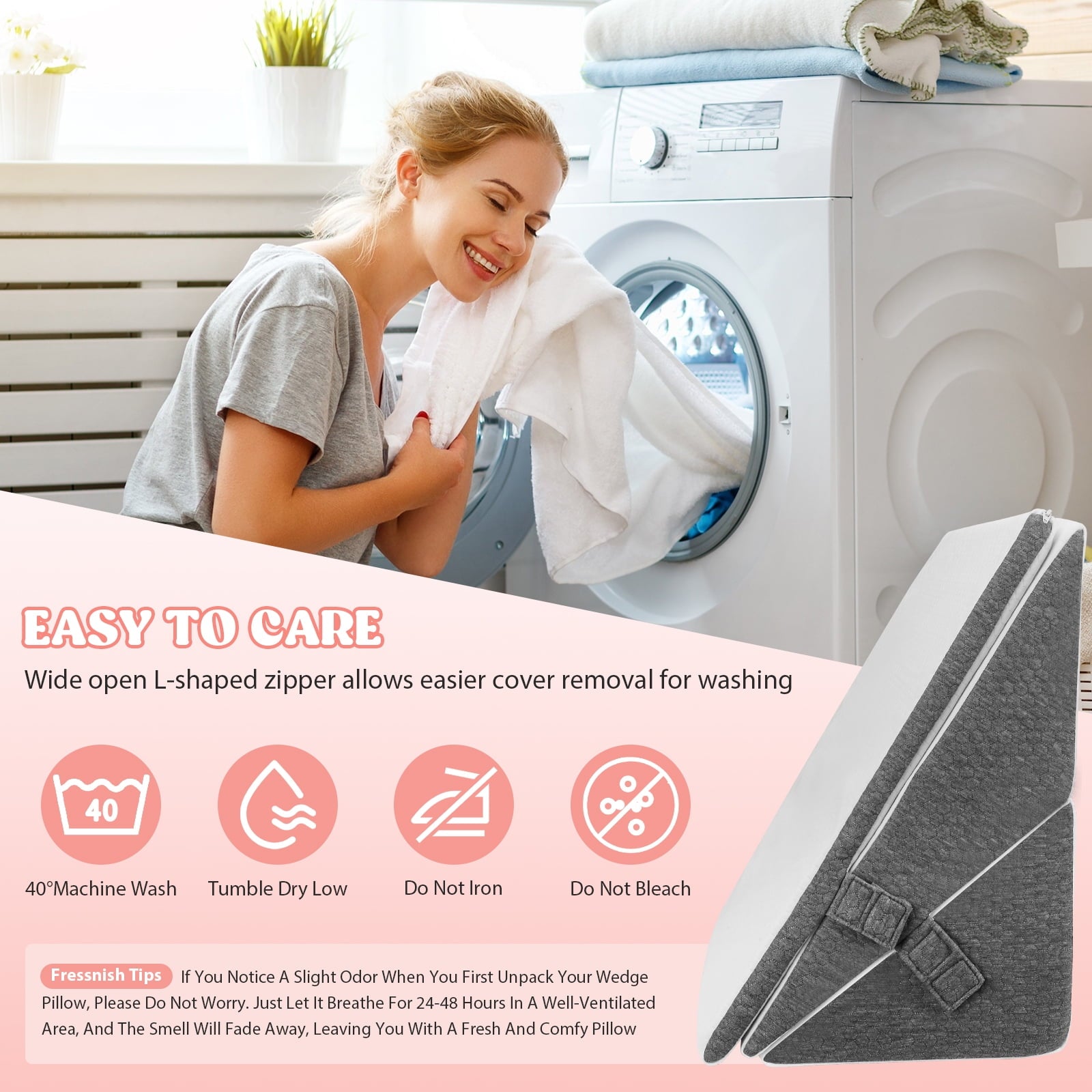 AMTPM 4-in-1 Wedge Pillow，7.5-12 Inches Adjustable Height , Separable Dual-Layer Memory Foam Bed Wedge Pillow for Acid Reflux, Snoring & Pregnancy