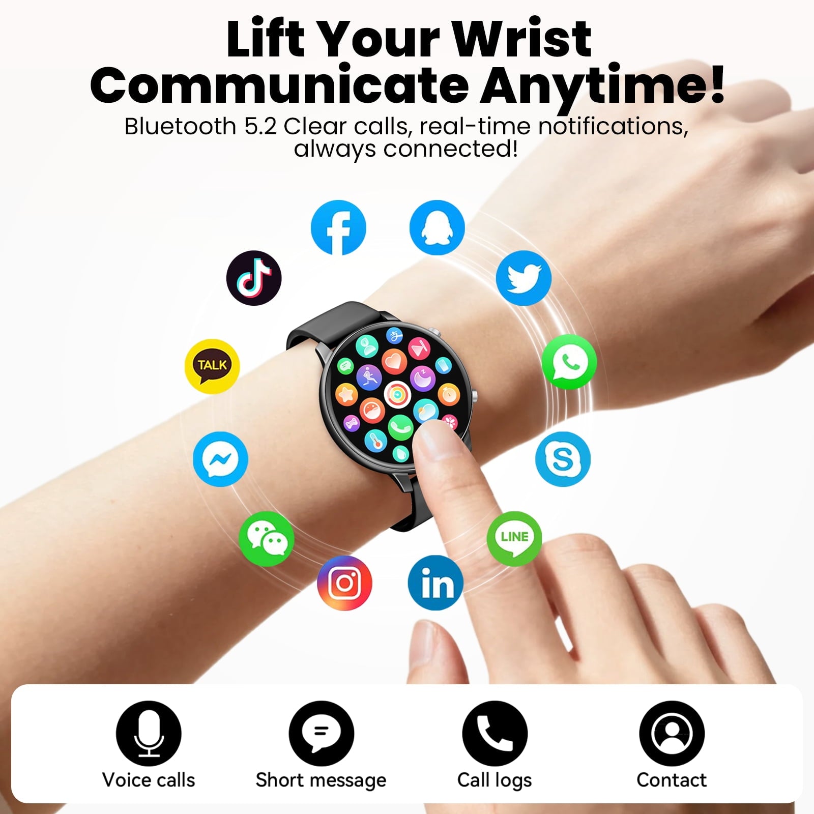 Smart Watch for Men, 1.39" Fitness Tracker with Bluetooth Calls(Answer&Make&Message Reminder), Smart Watch Fits for Android and iPhone, IP68 Waterproof, 100+ Sport Modes Smartwatch, for Gift, Black