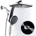 INAVAMZ 12 inch Rain Shower Head and Handheld Combo, High Pressure Shower, 3+8+1 Spray Modes, Magnetic Dock, Power Jet, Anti-Clog Nozzles, 60" Hose,Silver