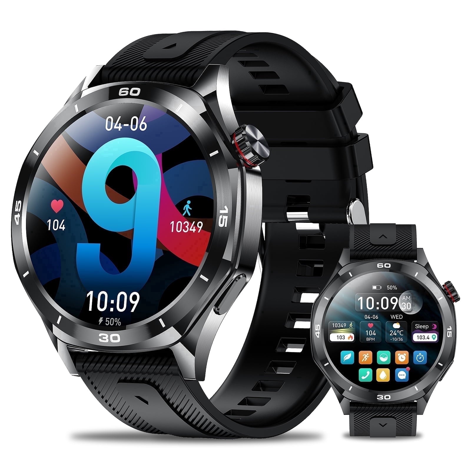 Minsxk Smart Watch Fits for Android and Iphone, 1.52" HD Fitness Tracker,120+ Sport Modes, Smartwatch with Bluetooth Calls/Answer,Smart Watches for Men Women,Ip68 Waterproof,for Gift Black