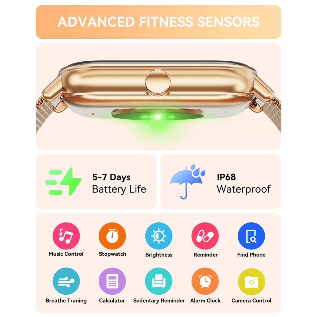 Mingdaln Smart Watch fits for Android and Iphone, IP68 Waterproof, Suitable for Women Men 100+Sports Modes 1.85 inch Fitness Tracker, with Answer/Make Calls/Message Reminder, （Two watch straps）