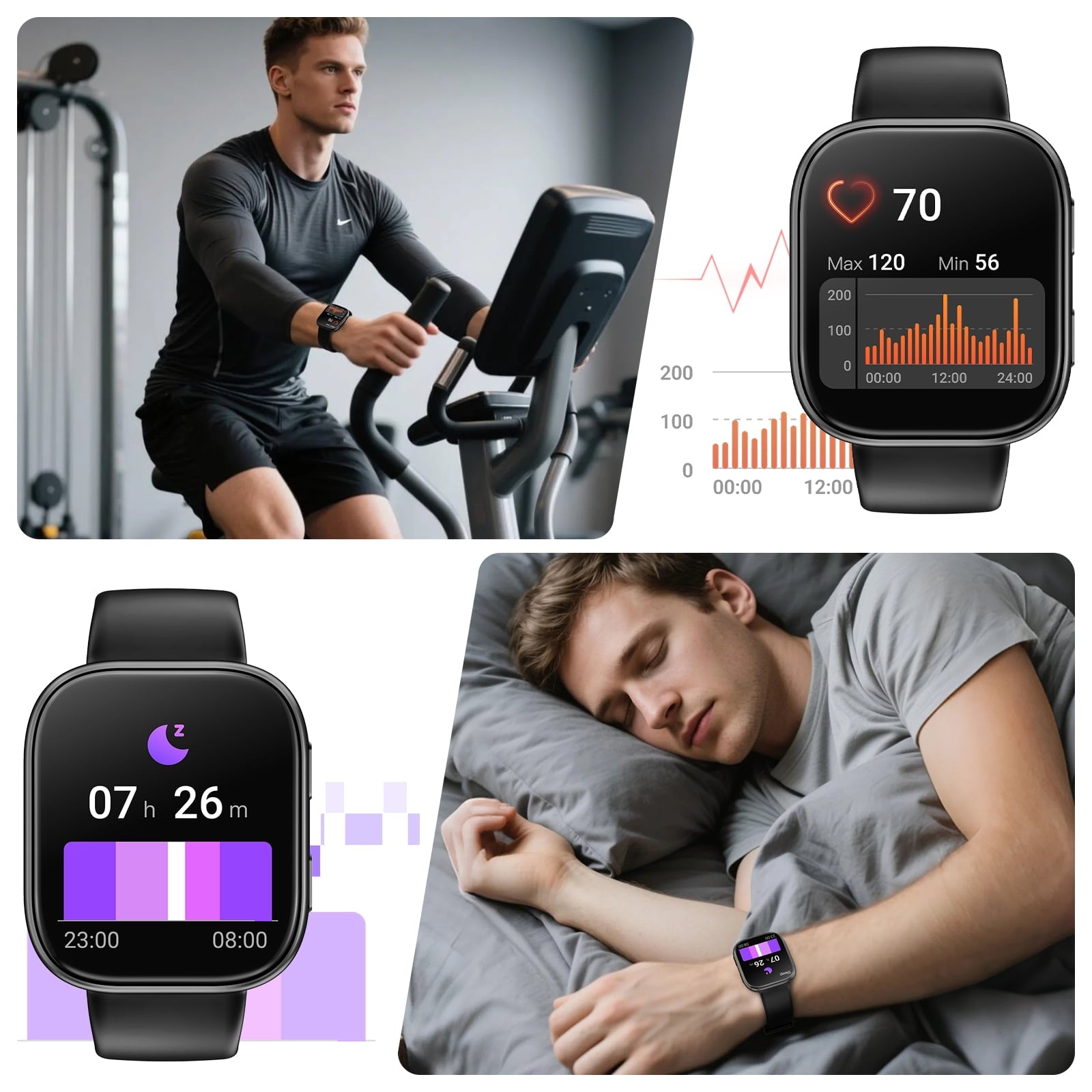 Smart Watch Fits for Android & iPhone, 1.85 inch Fitness Tracker, Men Womens Smartwatch with Make/Answer Calls/Message Reminder/100+ Sport Models, IP68 Waterproof Pedometer Watch, Perfect Gift, Black